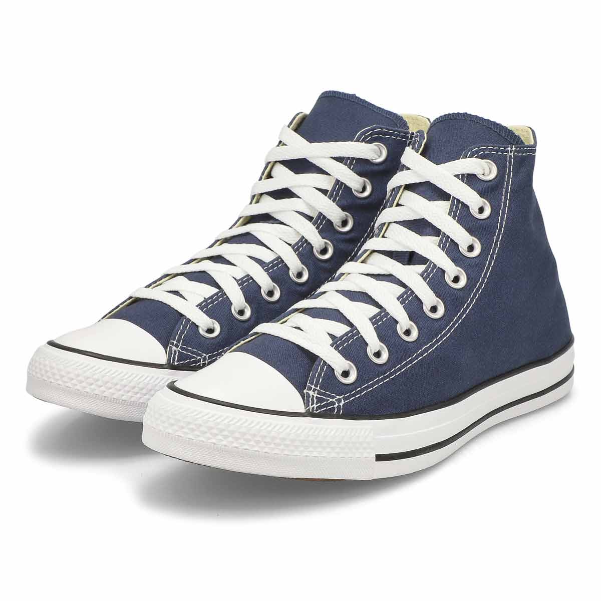 Navy blue leather clearance converse high tops